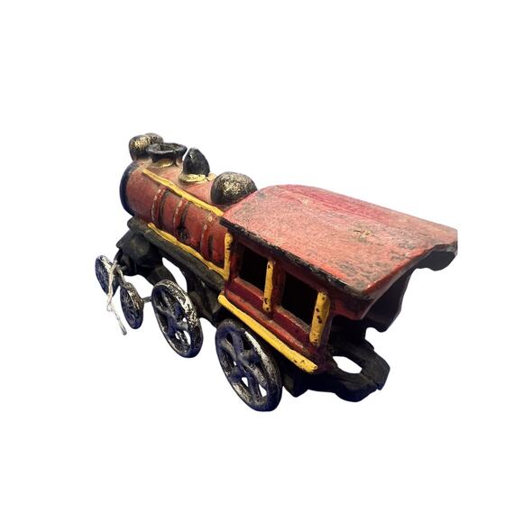 Vintage Cast Iron Locomotive Train Red Black Paint Antique Toy Train Engine - Picture 6 of 13